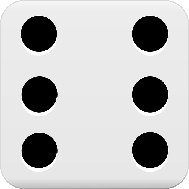 A dice showing the number 6